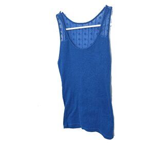 Arizona Jeans Blue Tank Top with Lace Back Panel Size Large Sleeveless